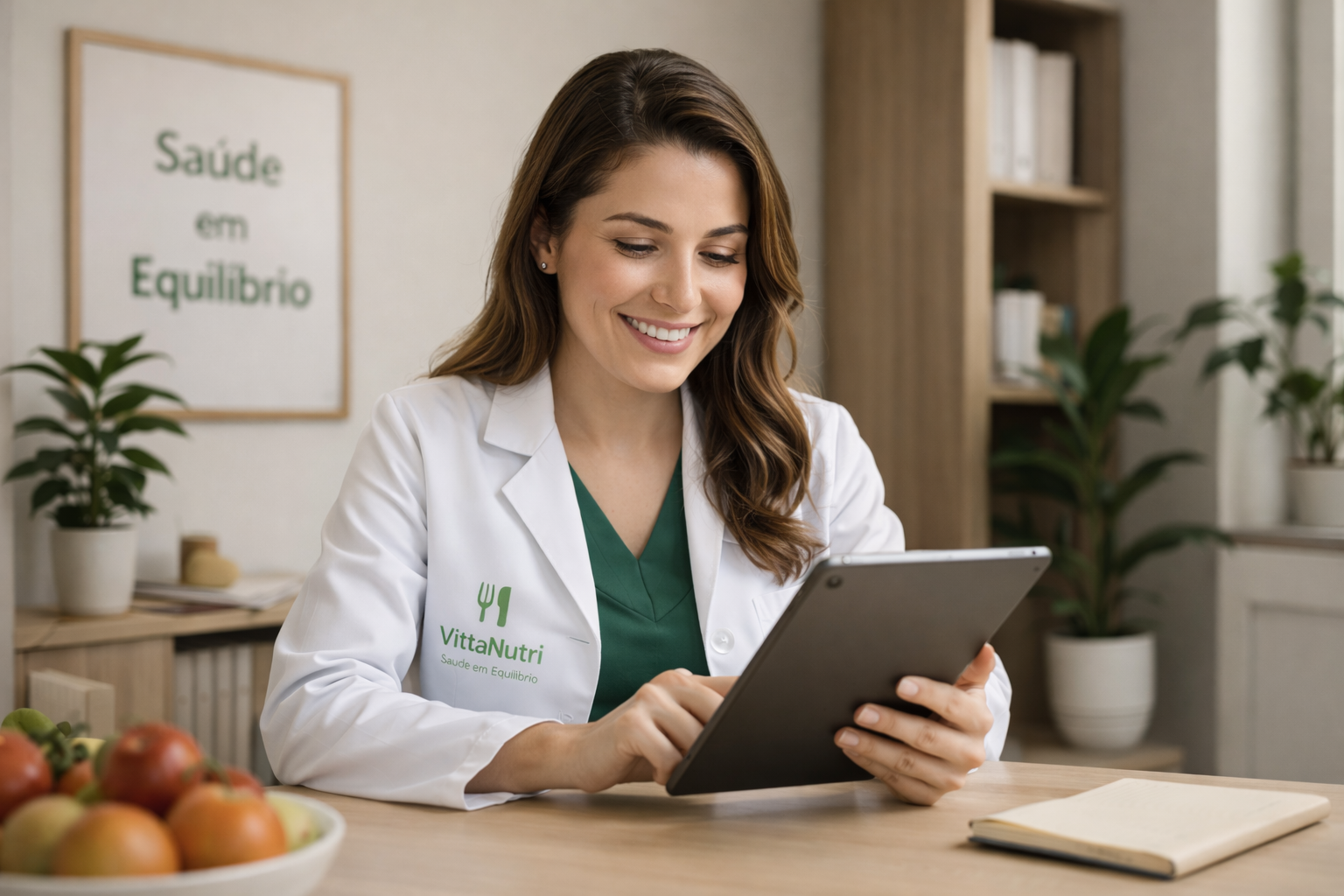 Nutricionista usando tablet